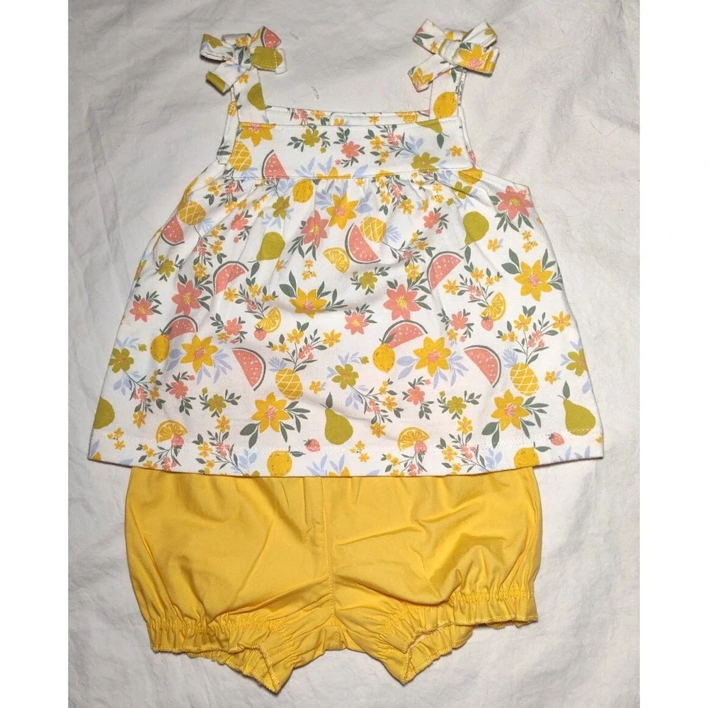 Carter's 9 Mos Romper Outfit‎ Lot 2pc Tropical Set Purple Bumble Bee  NWT